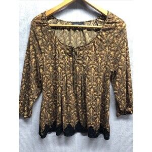 Apt 9 Women’s Popover Blouse Size Large Brown Multicolor Design